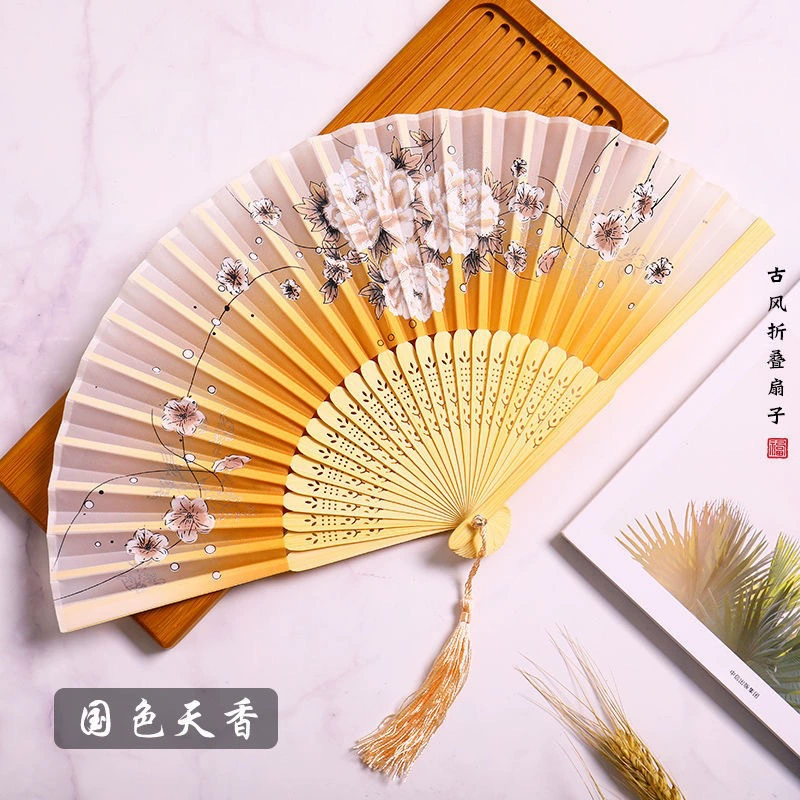 Folding Hand Fan Hanfu Style, Silk-screen Print, High-definition Patterns, Fine Workmanship