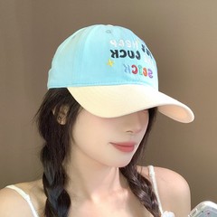 多巴胺粉色字母棒球帽子女软顶透气鸭舌帽韩版刺绣显脸小遮阳帽潮