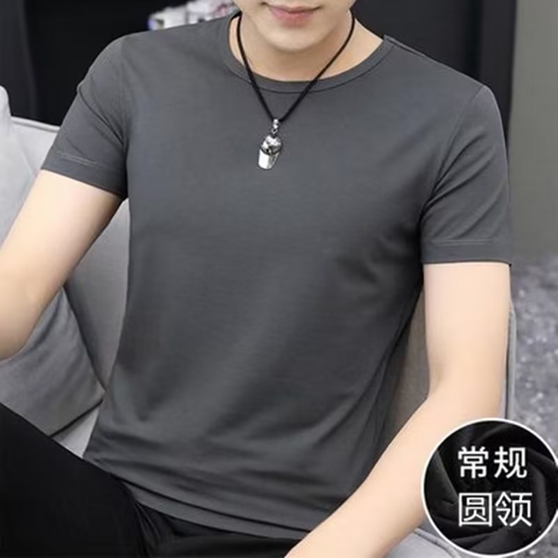 남자 반팔 티셔츠 올매치베이스 셔츠 솔리드 컬러 퓨어 블랙 퓨어 화이트 크루 넥 여름 가을 패션 한국 스타일 슬림 핏 옷