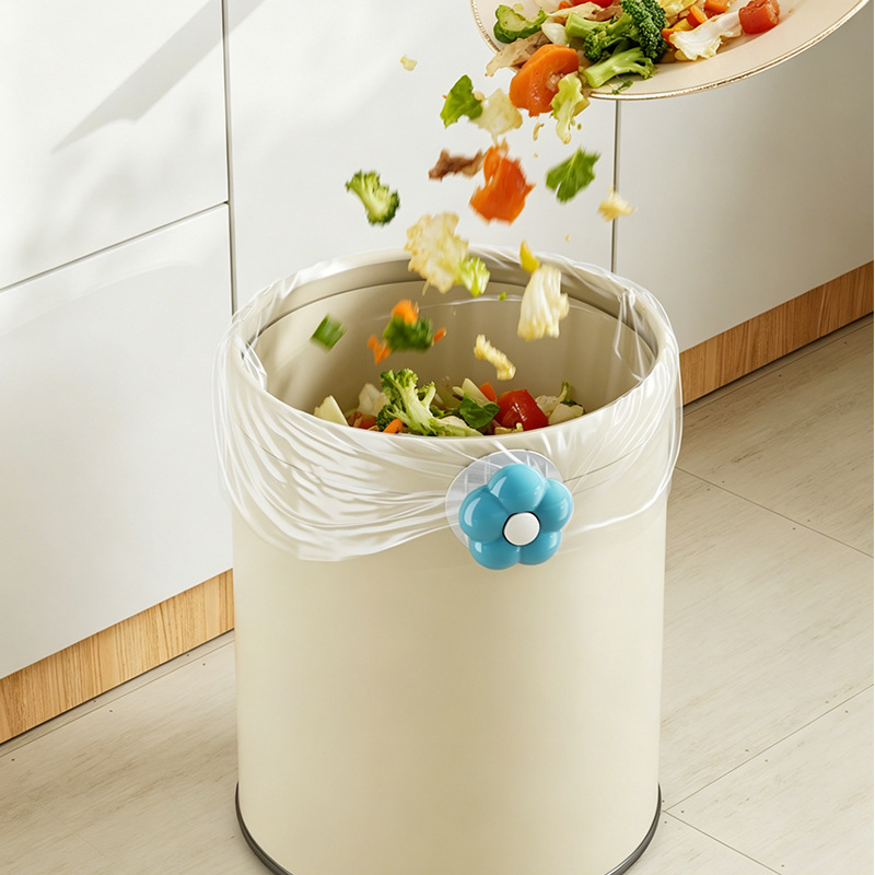Flores giratorias bolsa de basura fijación tipo adhesivo casero basura bolsa de plástico anti-caída antideslizante clip de fijación image 4