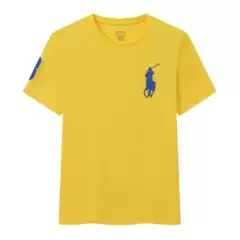 Summer Pony Logo Crewneck T-Shirt Cotton Short Sleeve Casual Outdoor Men's Embroidered Tee Solid Color Polo Pullover