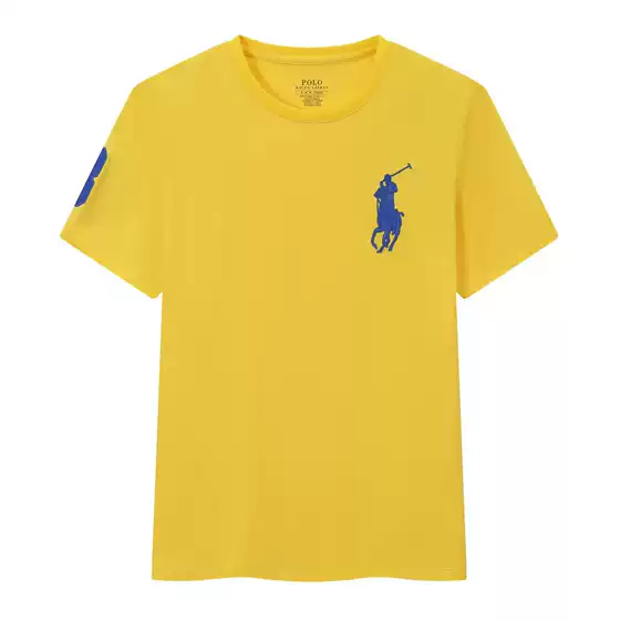 Summer Pony Logo Crewneck T-Shirt Cotton Short Sleeve Casual Outdoor Men's Embroidered Tee Solid Color Polo Pullover