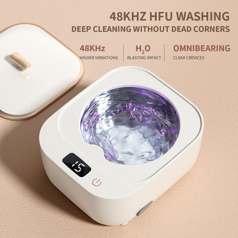 Cross-border new product dental cleaning machine high-frequency ultrasonic jewelry blue light automatic sterilization machine household retainer cleaner