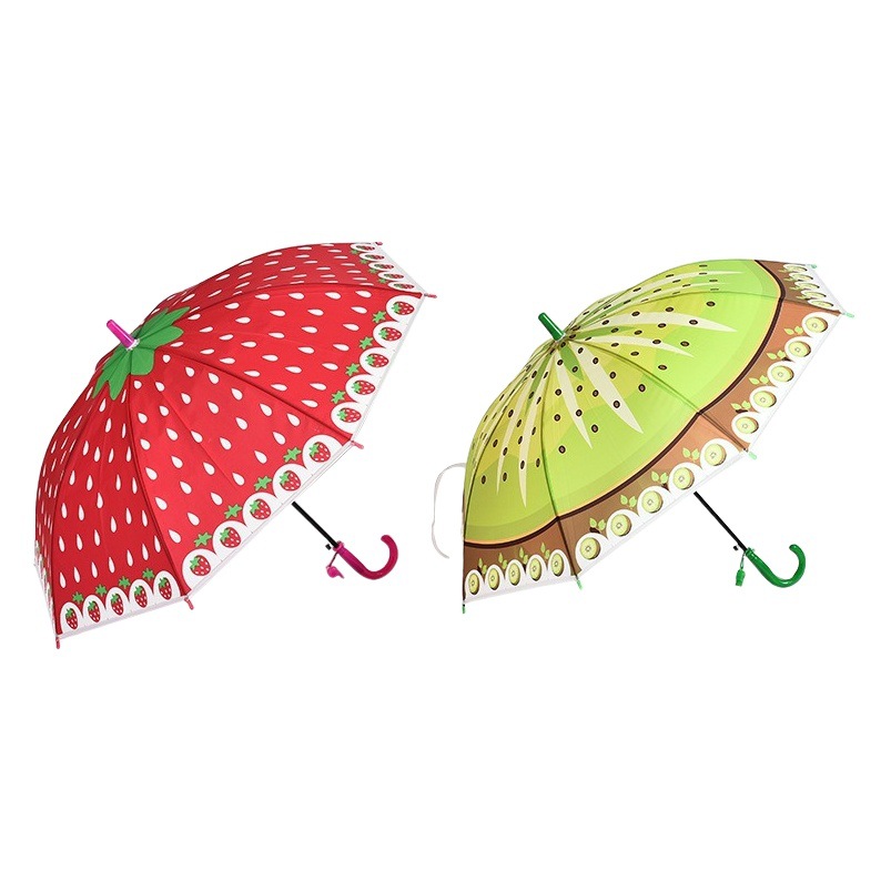 Fruit Cartoon Cute Sunny and Rain Dual-purpose Children's Umbrella Kindergarten Sunshade Cartoon Small Umbrella Straight Rod Automatic Children's Umbrella