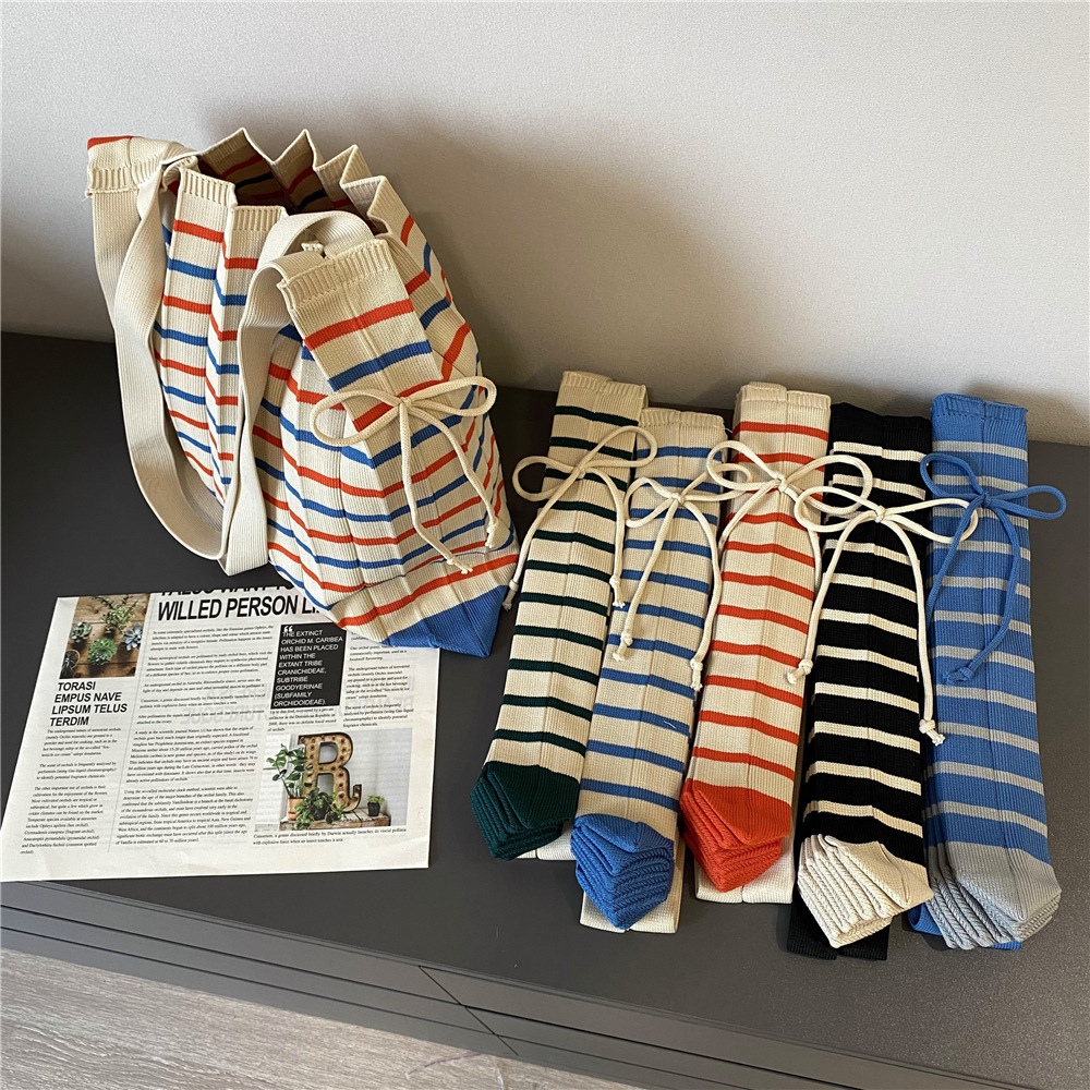 140g Weight Women's Fashion Stripe Polyester Shopping Bags