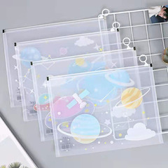 Transparent a4 file bag for students, zipper bag, large capacity, simple plastic tutoring bag, thickened file bag for primary school students