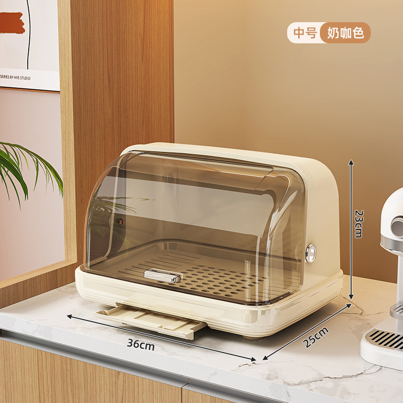 Caja de almacenamiento para biberones de bebé, caja de almacenamiento a prueba de polvo con cubierta, estante de secado para platos de bebé, taza de agua, estante de drenaje