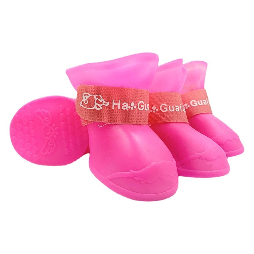 Dog shoes soft bottom can't shake off dog shoes silicone pet rain boots waterproof non-slip dog boots than bear feet cat shoes