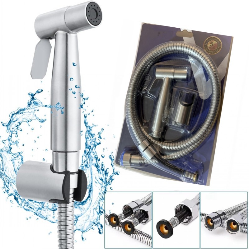 Cross-Border Toilet Companion High-Pressure Flushing Spray Gun Bathroom Explosion-Proof Bidet Set Hygiene Cleaning Blister-Packed Three-Piece Set
