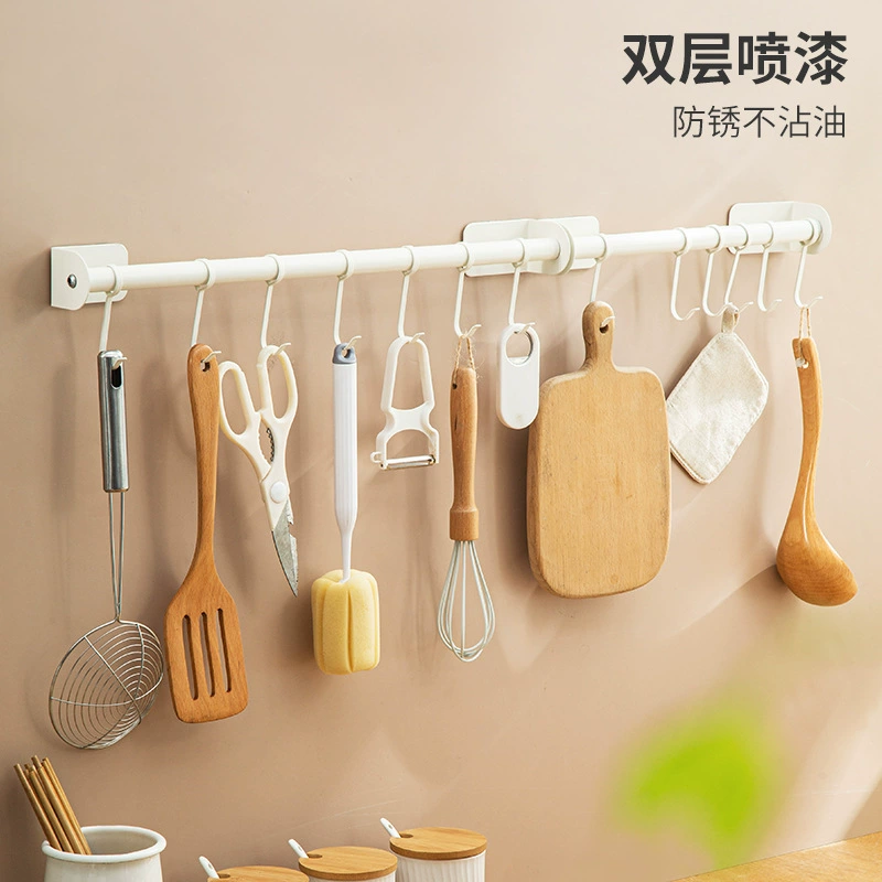 Kitchen hook rod rack free punching soup spoon pot, shovel hanging shelf wall -mounted kitchen 具
