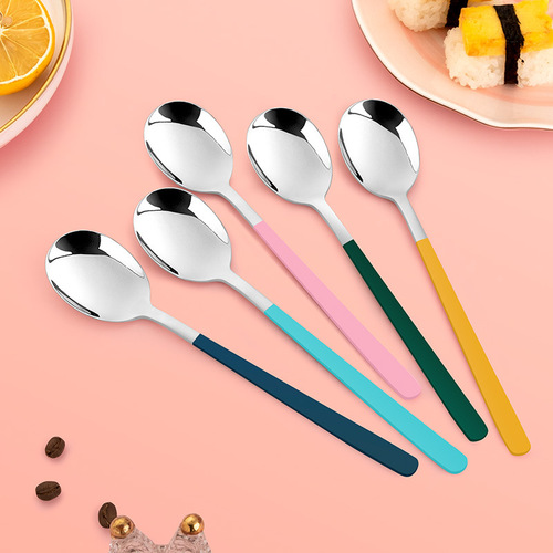 Youshengmeidi Shuangshihui  new stainless steel Morandi spoon student office worker portable spoon