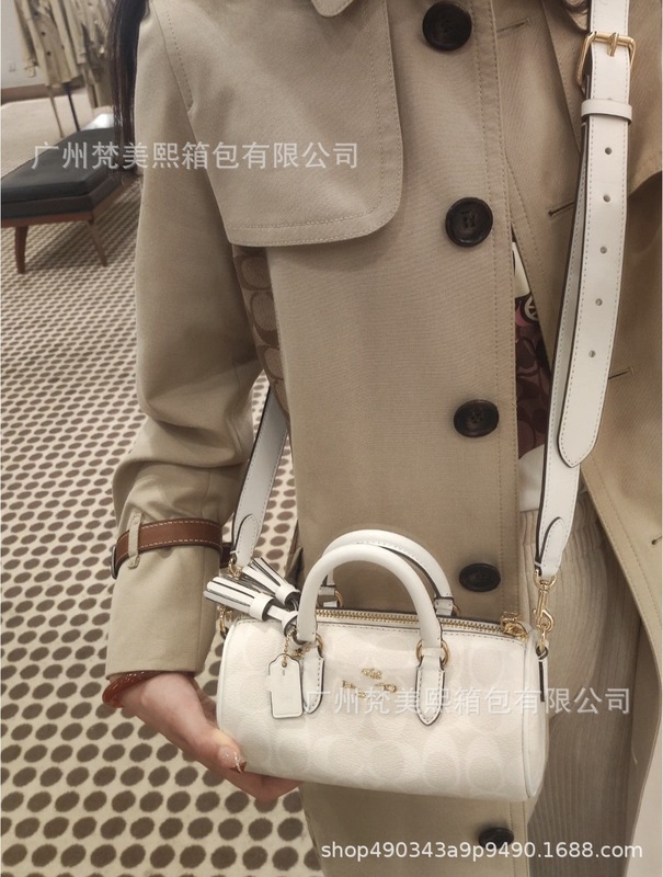 高品质蔻家涂层老花Lacey 20笔筒包欧美复古单肩斜挎包手提圆筒包|undefined