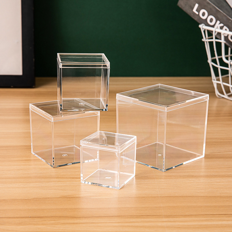Square Plastic Transparent Storage Box Heaven and Earth Cover Acrylic Jewelry Cosmetic Hand Display Candy Box