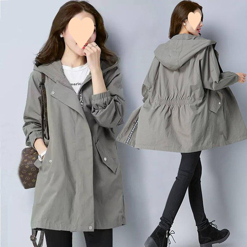 Windbreaker medium and long spring 2025 new Korean style fat loose fat sister large size women's dress 200kg fashionable jacket