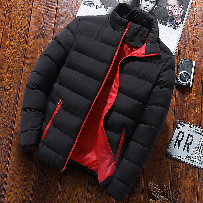 Winter men's colored down jacket with zipper, 2022, increased thickness