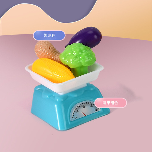 Playhouse kitchen toy accessories weighing scale fun cooking mini miniature simulation fruit and vegetable set cross-border