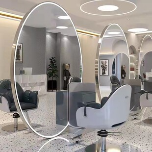 Barber Shop Mirror Table Beauty Hairdressing Mirror Double-sided Light Hair Salon Special Integrated Floor Simple Hairdressing High-end Mirror
