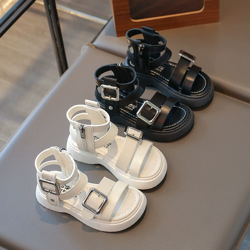 Сандалии для девочек Летняя модель 2025 новый модный универсальный ребенок детская принцесса пляжные тканые римские туфли