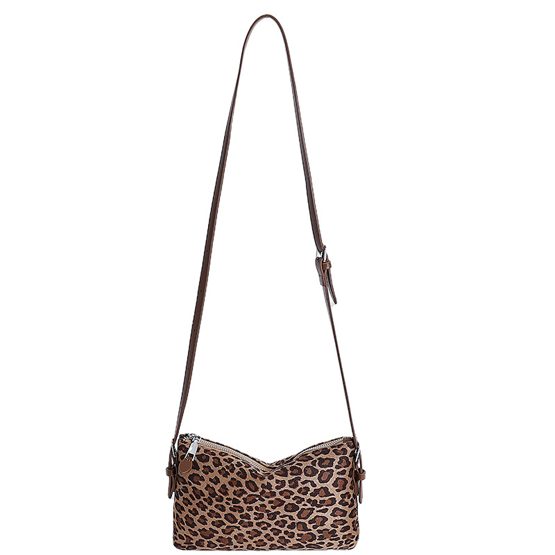 Transfronterizo 2025 invierno leopardo nuevo retro bolso de brazaleta de moda de mujer bolso de hombro de estilo extranjero bolso de transporte universal