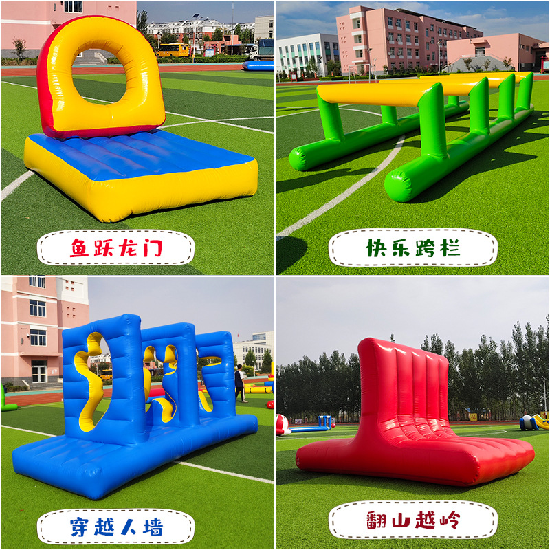 Set inflable de obstáculos deportivos para actividades familiares al aire libre