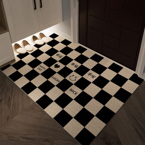 Light luxury checkerboard wire circle floor mat for the entrance and entrance hall, which can be cut and scratched with mud and soil, and can be cut to prevent slipping. One piece is shipped on behalf of the house.