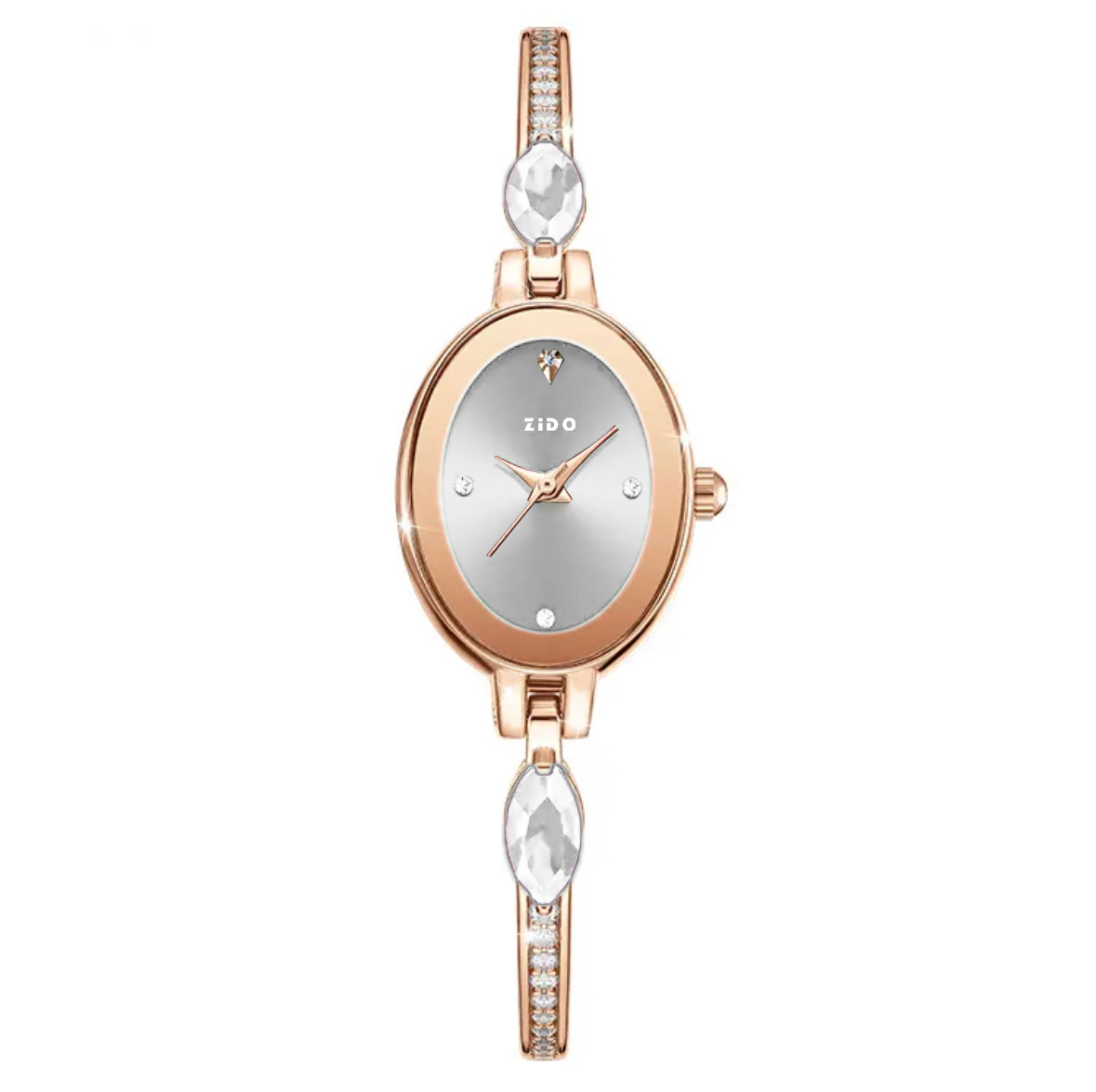 Elegant oval quartzklocka med diamanter för dam_voghion.com