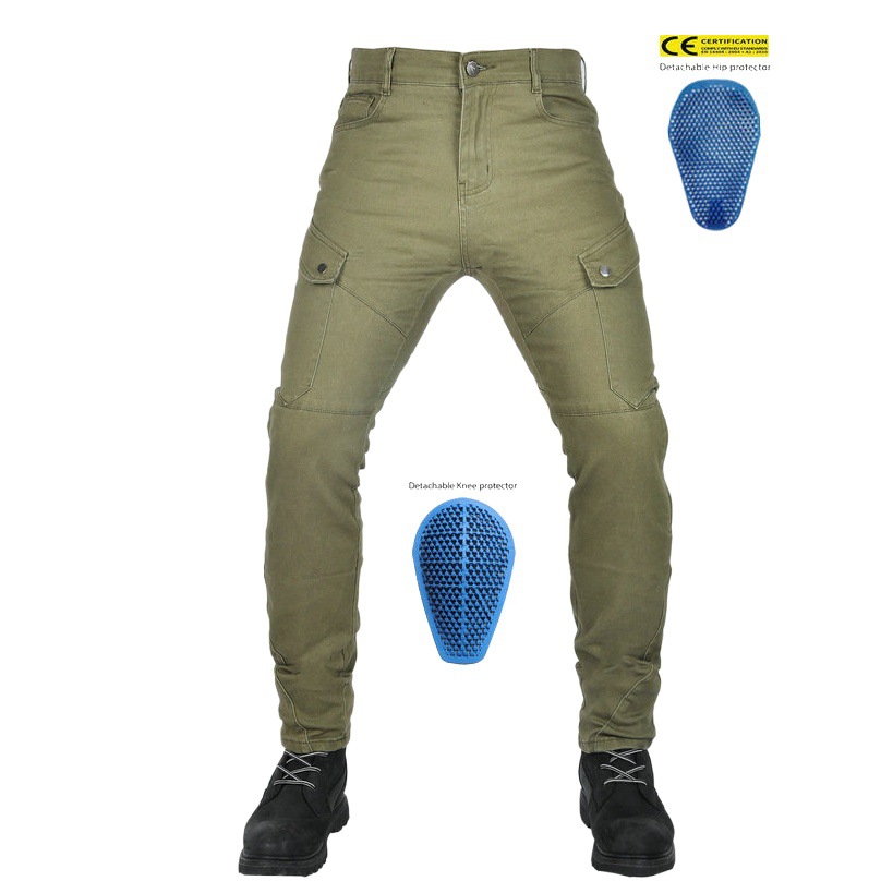 VOLERO motocicleta jeans hombres ejército verde motocicleta resistente a la caída de equitación retro slim fit overoles de silicona equipo de protección