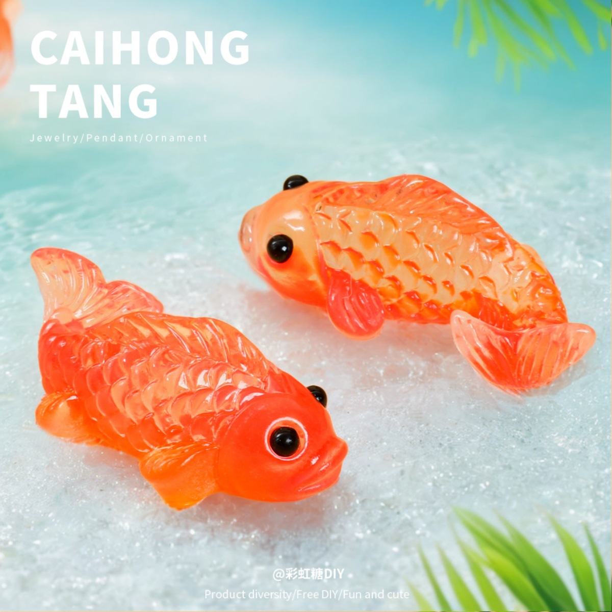 Simulación de resina miniatura carpa luminosa muñeca DIY accesorios de joyería creativo pinzas de pelo hechas a mano pegatinas de refrigerador caseras