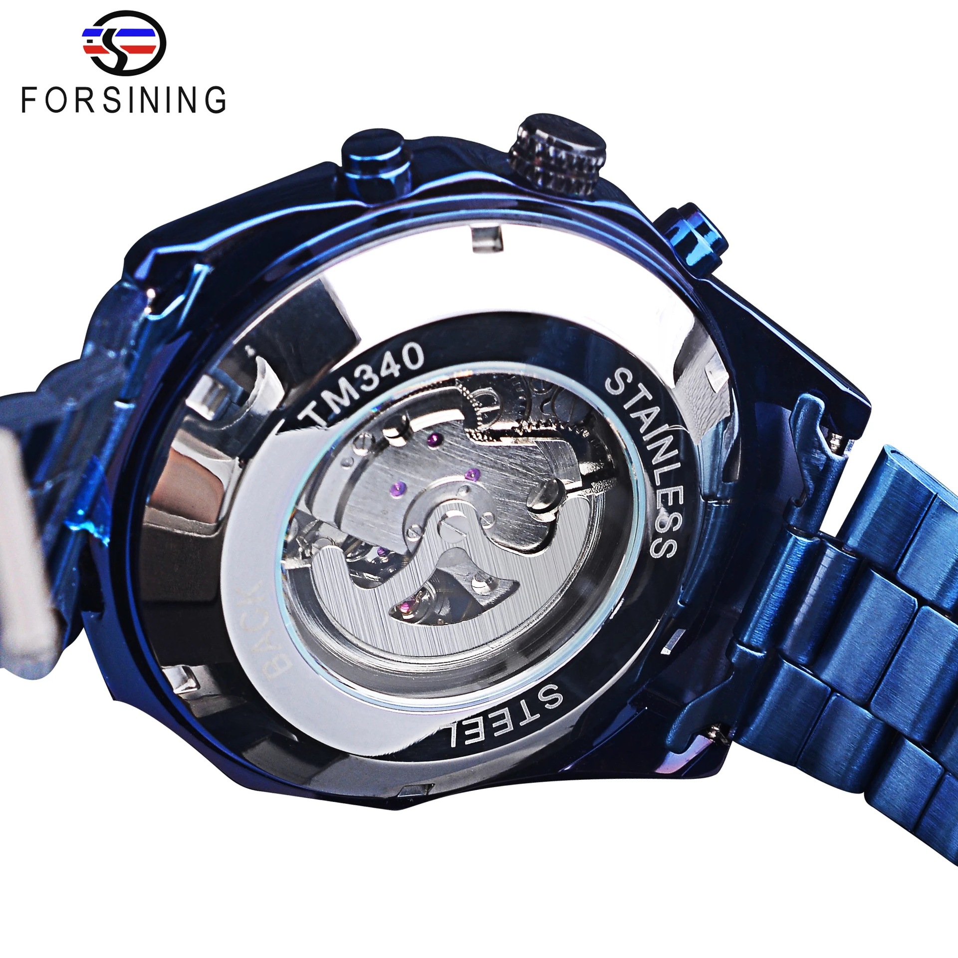 Forsining Automatic Mechanical Watch Sport Hollow 30M Life Waterproof Men's Watch Glow Watch_voghion.com