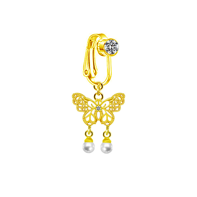 Dazzling Butterfly Belly Button Ring Non Piercing Clip On_voghion.com
