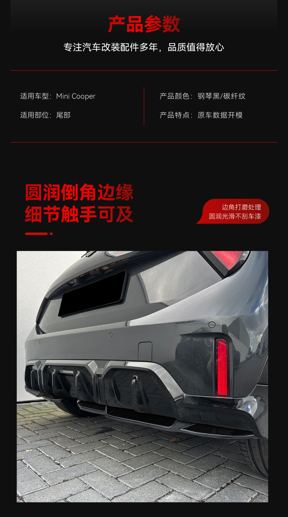 Applicable to 2024+ Mini Cooper F65 F66 Jcw Style Rear Lip and Tail Lip Cross-Border Modification Parts