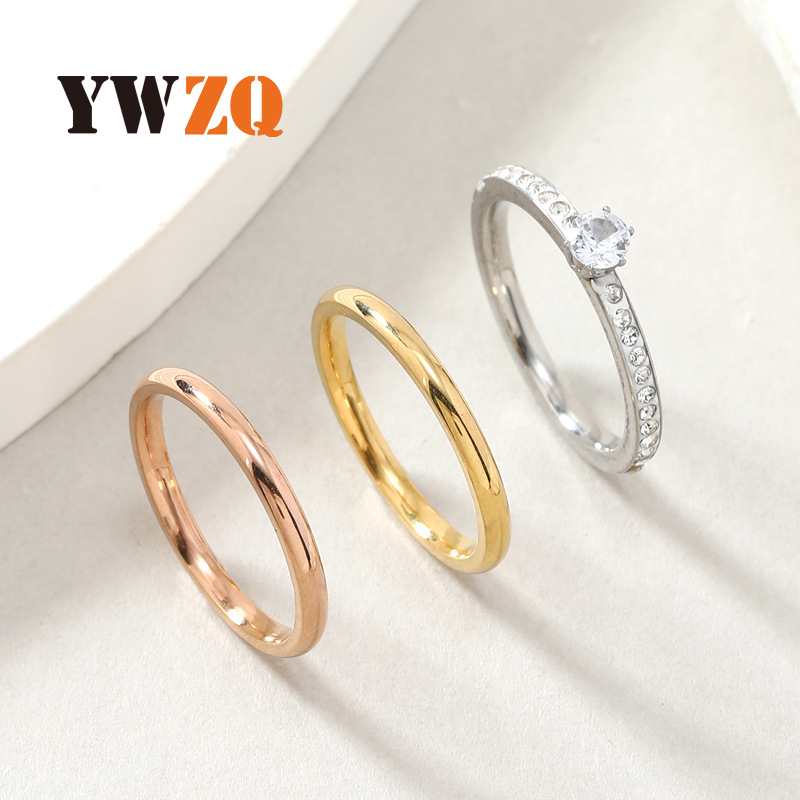 Stainless jewelry inner and outer circular arcs, mud diamond inlaid with zircon color three piece set, couple titanium_voghion.com