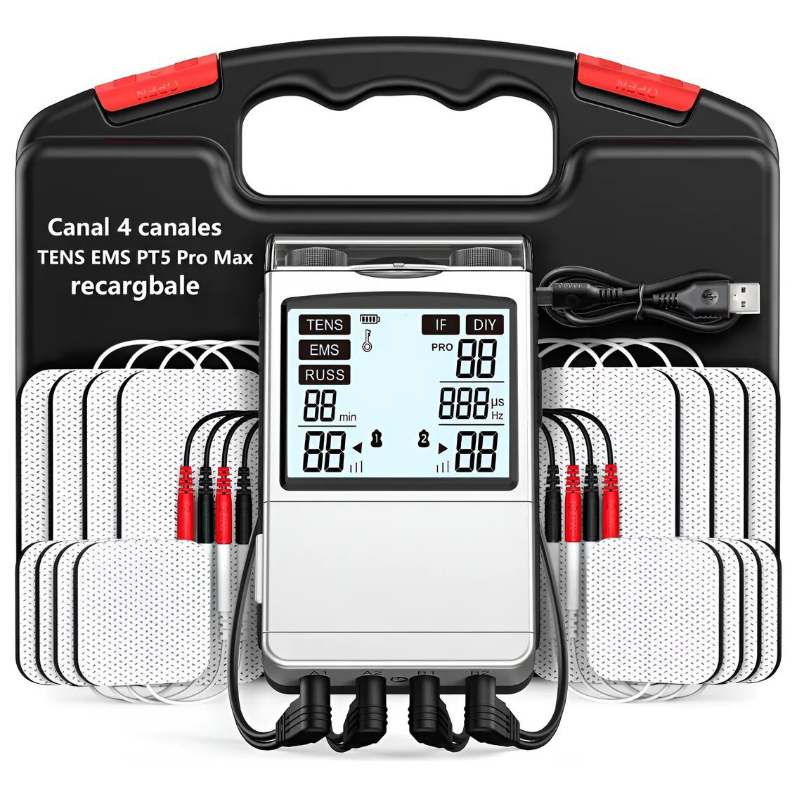 48-Mode Mh-1087 Four-Channel Tens Physiotherapy Instrument DIY Frequency Modulation Four-In-One Acupoint Massage Muscle Massager