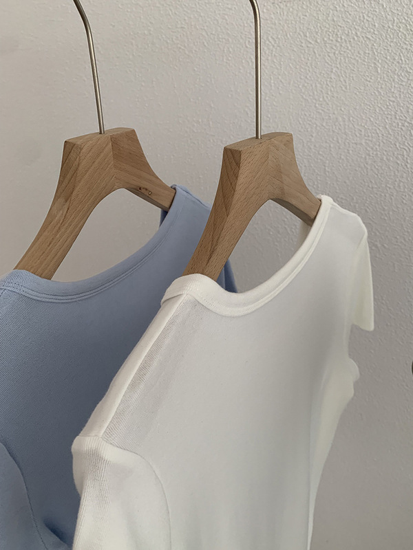 欧瑪莱の純色の丸首の修身はやせている半袖の頭のtシャツの2025夏の新しい服の上着の潮3498を現します。|undefined