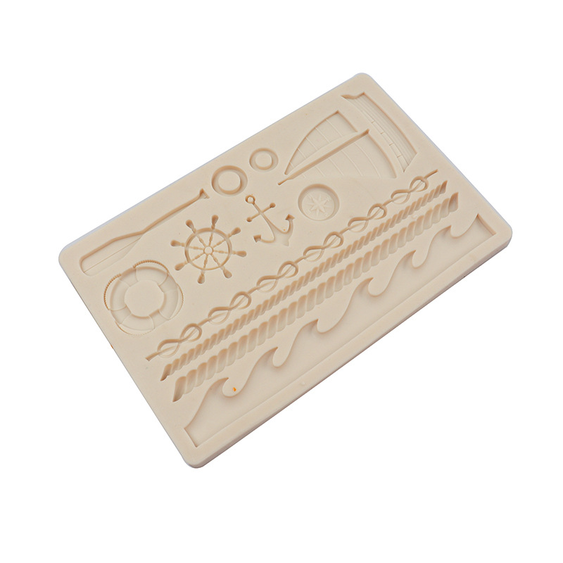 Océano viento onda velero chocolate molde de silicona ancla brújula fondant pastel molde diy epoxi