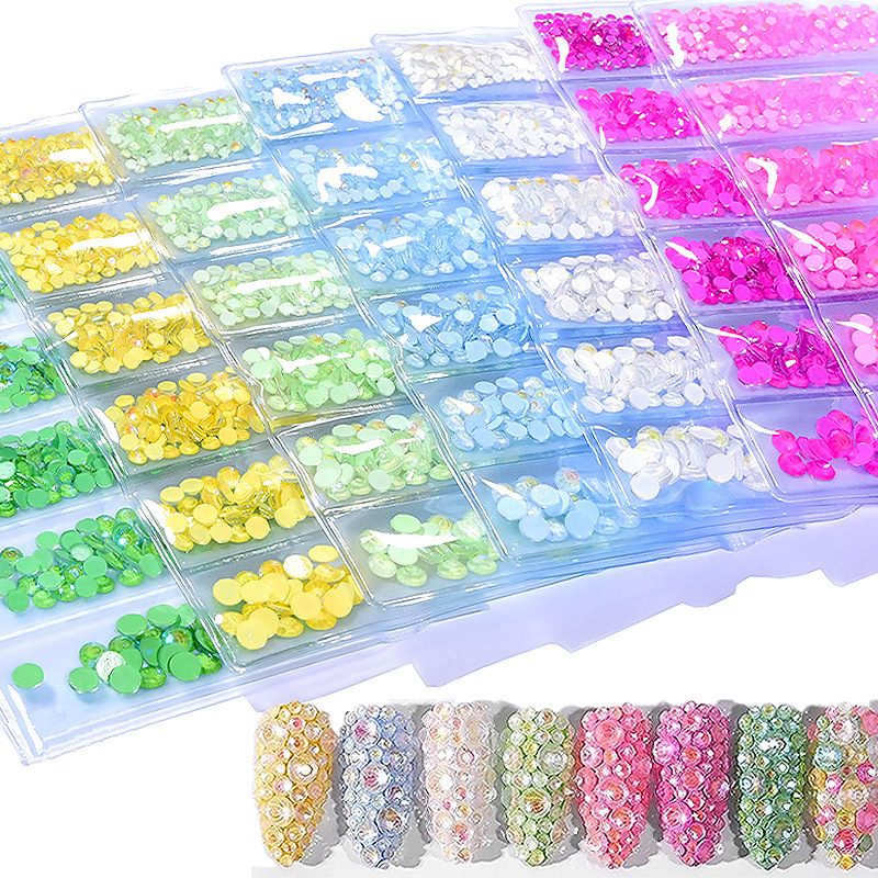 Neon Fluorescent Flats Bottom Diamond Size Mixed DIY Nail Art Diamond Jewelry Accessories Nail Diamond Round Diamond Mobile Phone Case
