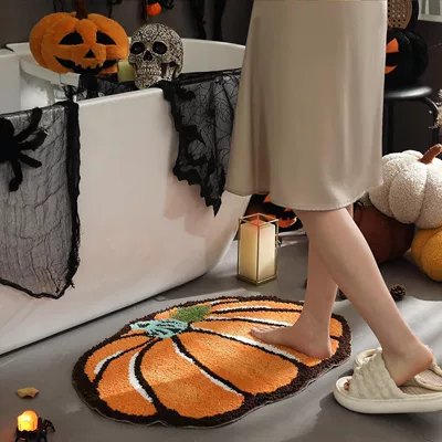 Avtomobil döşəmə paspasları: Wear-resistant, Special-shaped Bathroom Mat, Pumpkin - jywsj-3-4060cmimitation-cashmere-with-non-slip-plastic-bottom