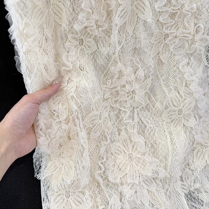 2025 primavera y verano nueva artesanía de moda encaje bordado dama francesa falda top fabricante spot tela