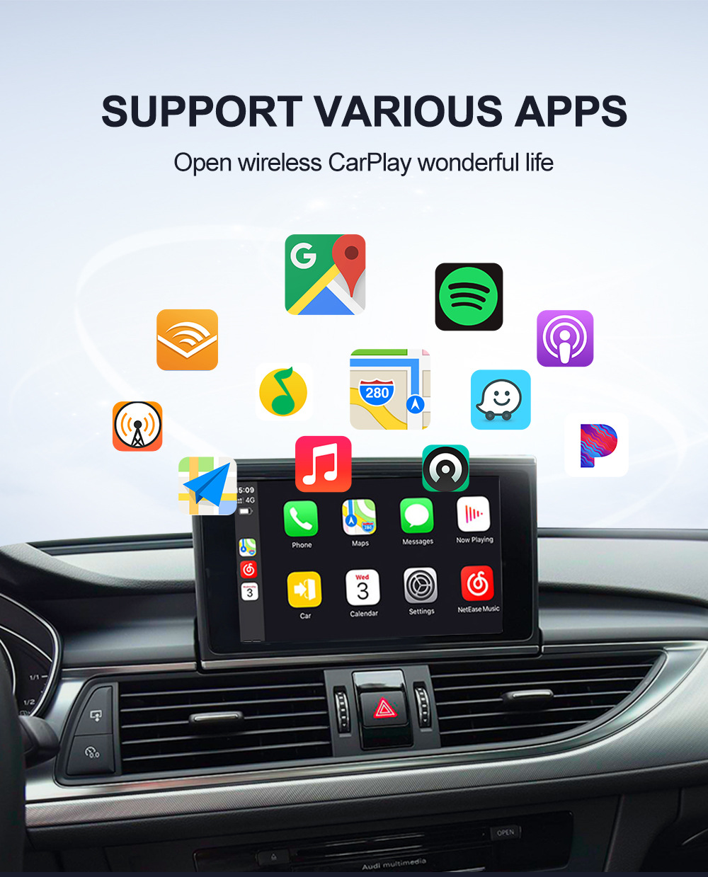 Original Car Wired-To-Wireless Carplay/Android Auto In-Car Connectivity Smart Box Two-In-One Adapter