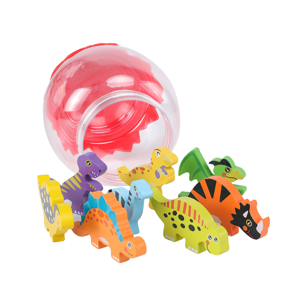 CPC niños de madera maciza de madera tridimensional rompecabezas de huevos de dinosaurio jurásico bloques de construcción jardín de infantes juguetes de educación temprana