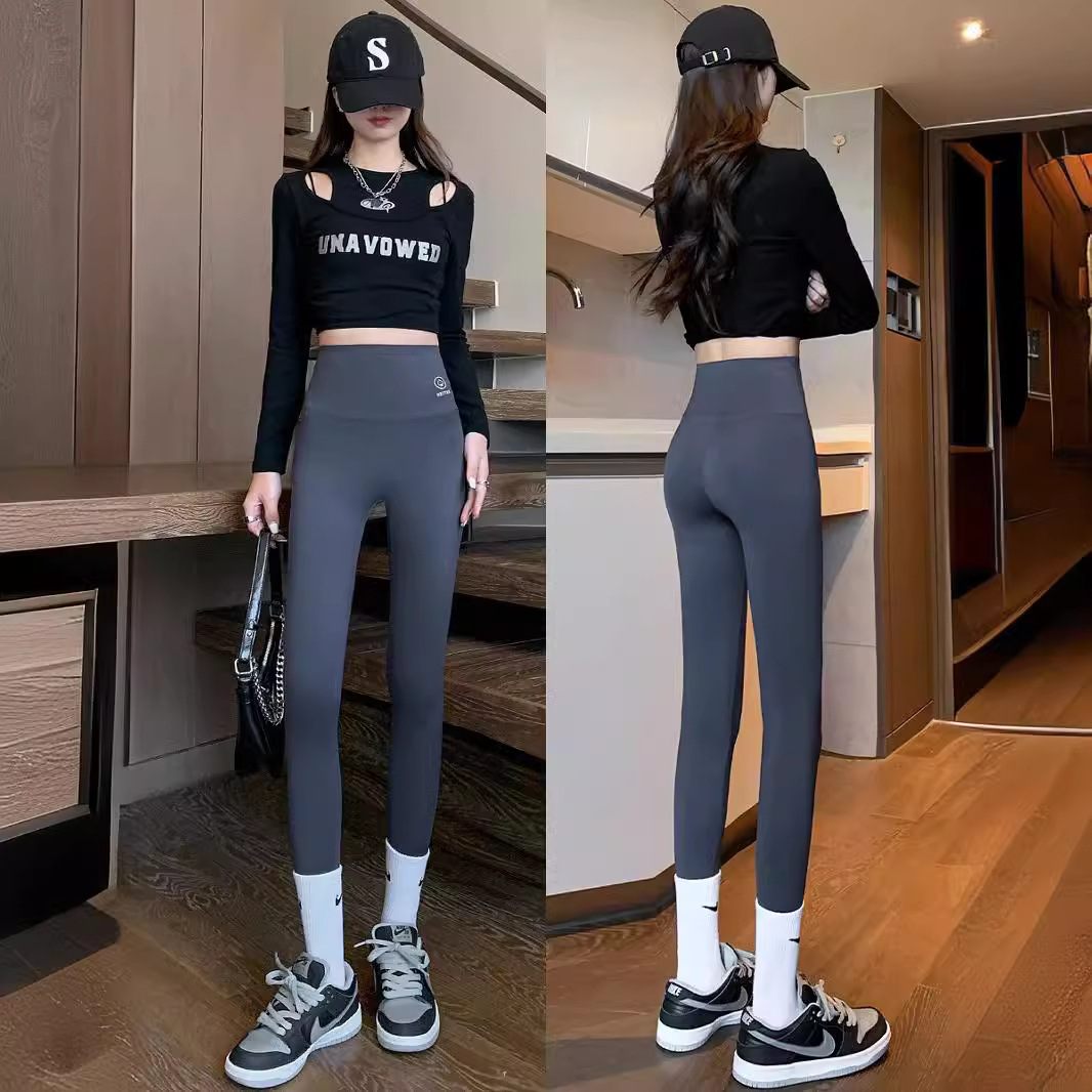 Thin Cropped Nylon Shark Pants Spring and Autumn Outer Wear High Waist Belly-Tinting Hip-lifting Spades Barbie Slim Pants Women's Bottoming