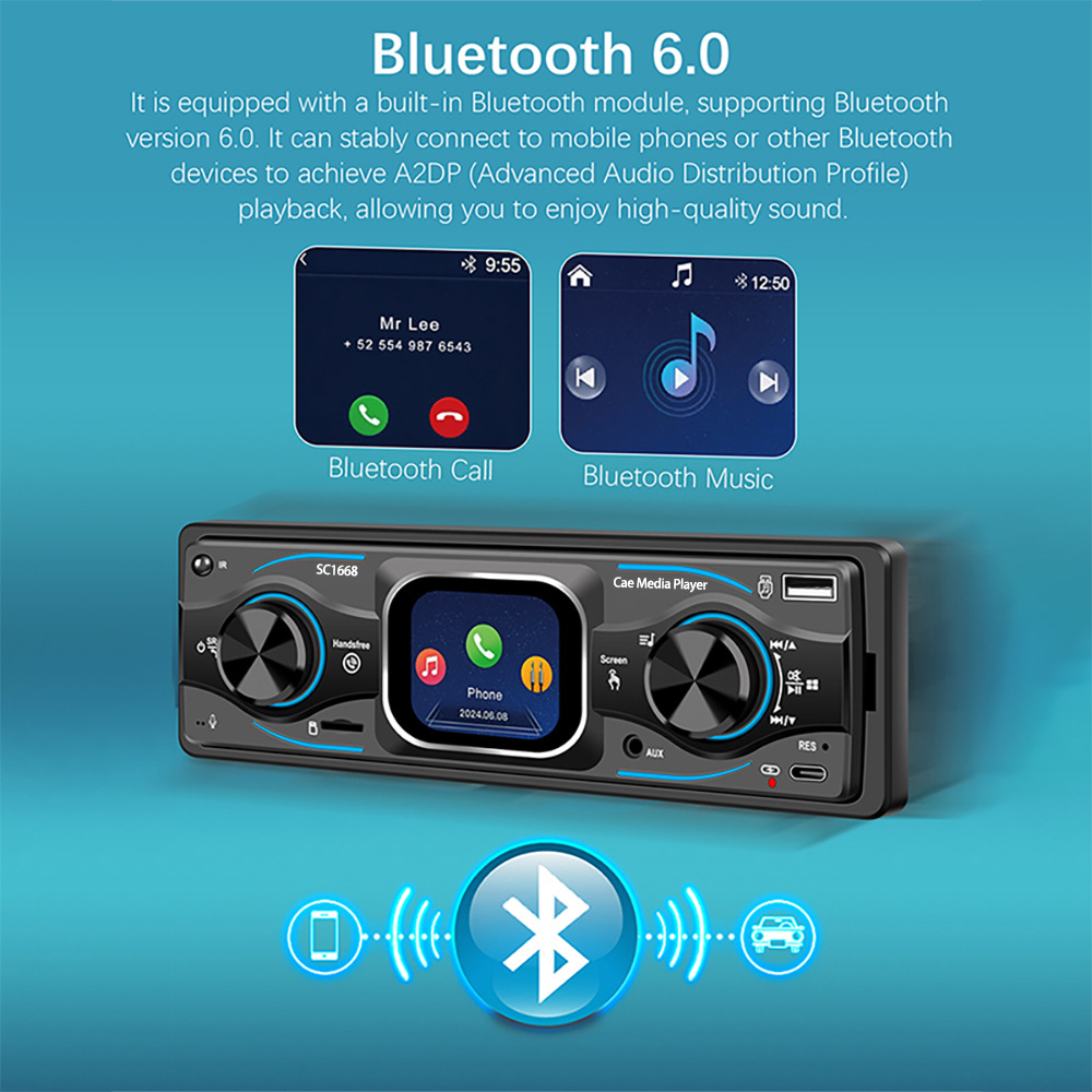 Car Bluetooth Mp3 Lossless Music USB Card Player Fm Radio Smart Touch Screen Small 12V Universal