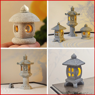 Creative Antique Architectural Stone Lantern Flowing Water Ornaments Fish Tank Landscaping Courtyard Desktop Decoration Micro Landscape Art Strange Stone