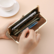 定制高档真皮女士晚宴包口金夹子包手拿长款手机包女大容量长钱包