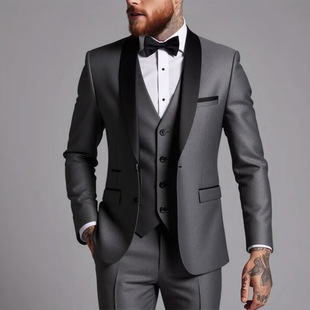 Cross-Border Foreign Trade Suit Men's Suit Business Casual Three-Piece Korean Style Slim Suit Wedding Groomsmen Dress