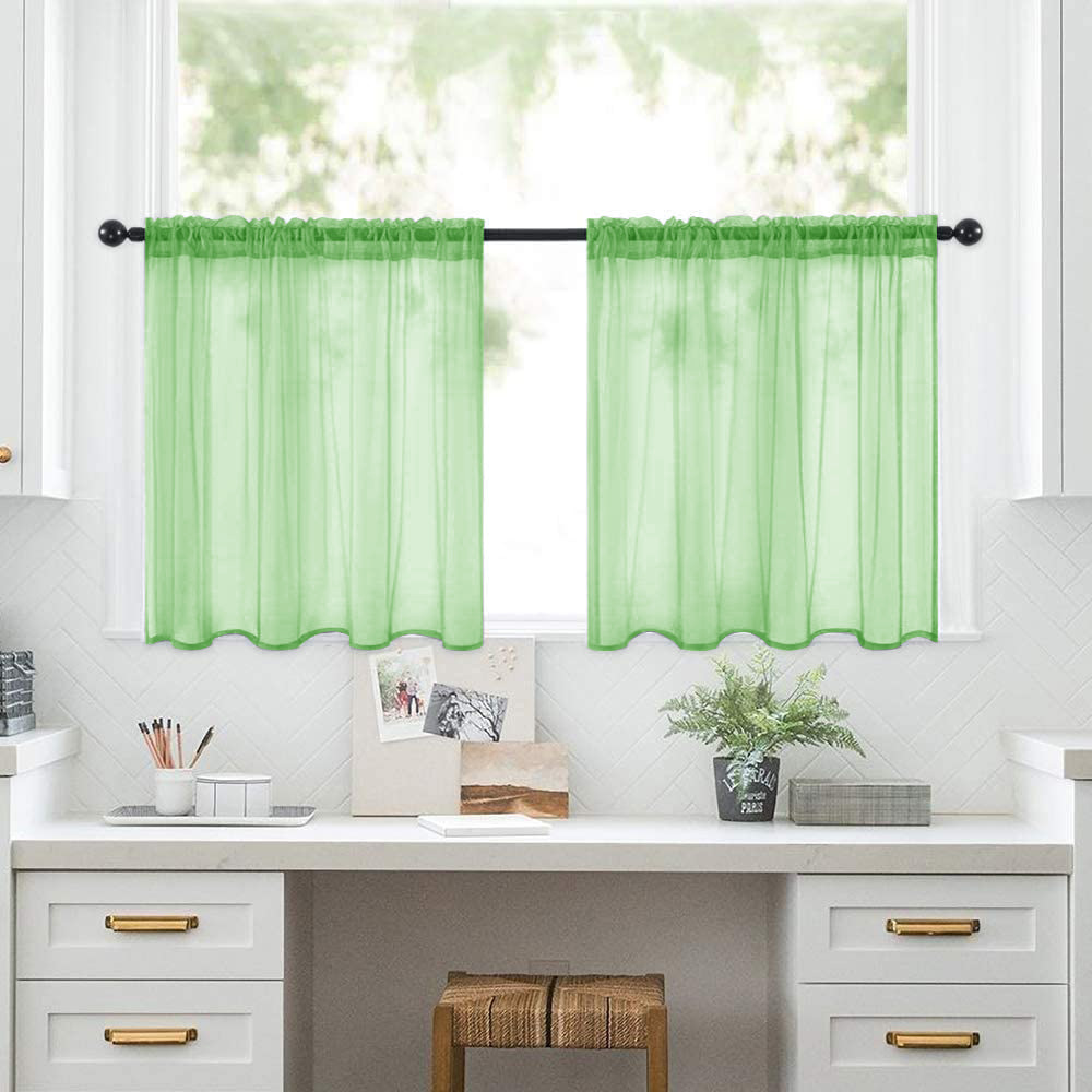 Cortinas semioscuras prefabricadas de terileno de doble barra para cocina y baño, de Amazon, en stock.
