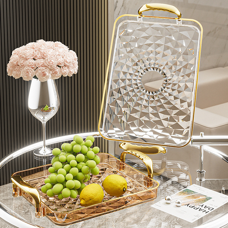 Cross-Border Plastic Pet Portable Tray for Household Tableware, Snacks, Jewelry Storage, Light Luxury Ornaments, Tea and Cup Storage