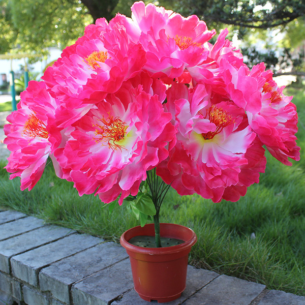 Simulated large peony bouquet 13 heads of silk flowers Qingming…