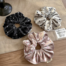 简约丝绒波点大肠发圈女高级感后脑勺盘发头绳丸子头扎头发绳头饰