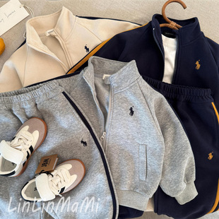 Lin Lin Ma children's suit 2025 spring new men's and women's children's clothing embroidery vests suit baby sports two-piece set